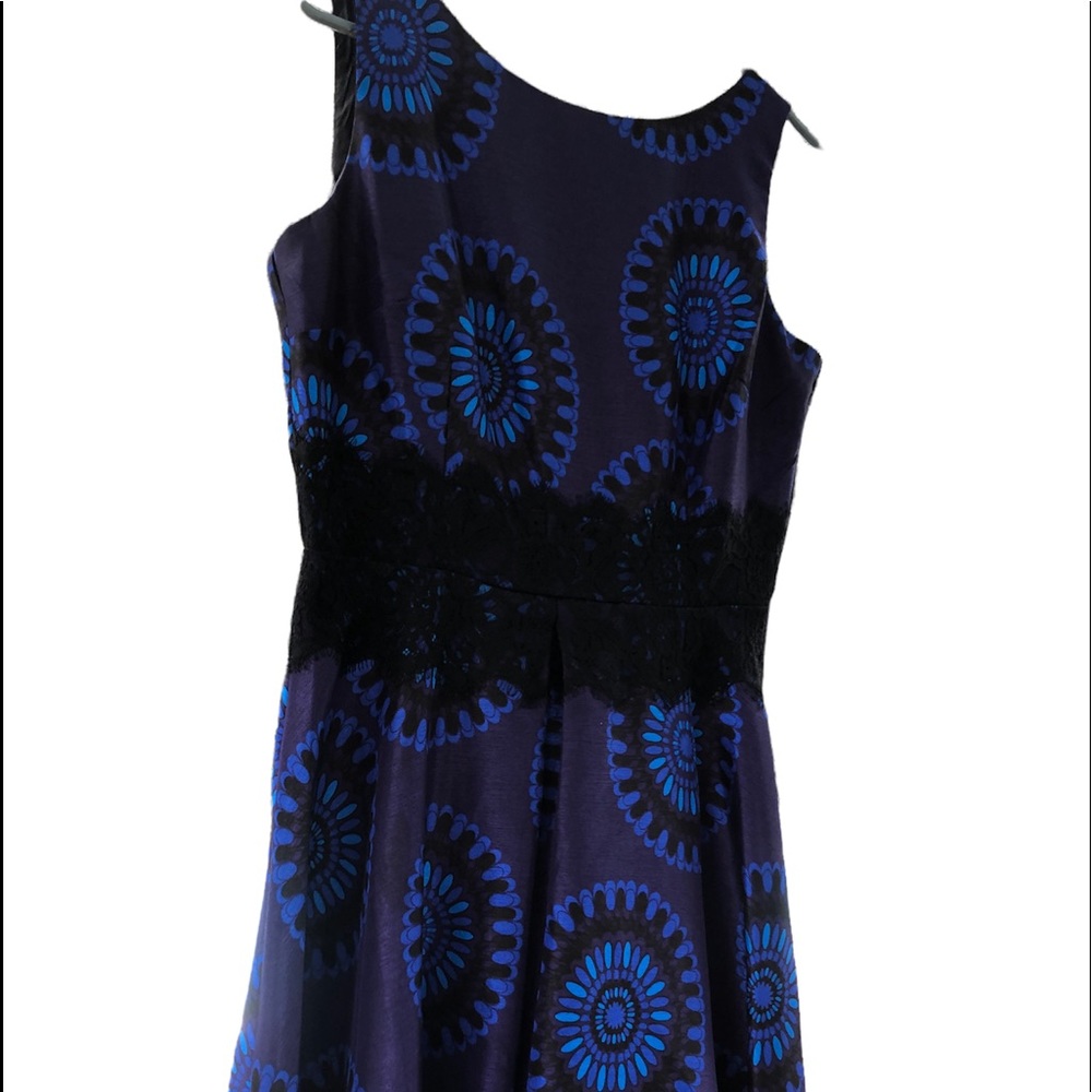 JULIAN TAYLOR NEW YORK INDIGO BLUE  & BLACK  DRESS SIZE 10P ELEGANT